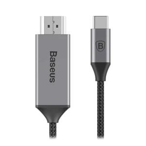 Нейлоновый кабель Baseus Video USB Type-C to HDMI 1.8m Space Gray CATSY-0G - Фото 1