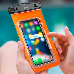 Універсальний водонепроникний чохол Baseus Waterproof Bag Orange для смартфонів до 5.9" - Фото 4
