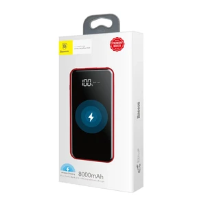 Повербанк с дисплеем и беспроводной зарядкой Baseus Wireless Charger 8000mAh Red - Фото 7