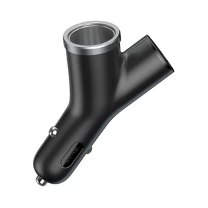 Автомобільний зарядний пристрій з прикуривателем Baseus Y Type Dual USB Black - Фото 2