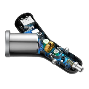 Автомобільний зарядний пристрій з прикуривателем Baseus Y Type Dual USB Black - Фото 5