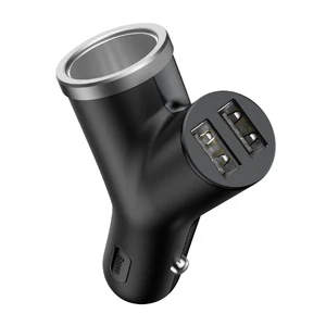 Автомобільний зарядний пристрій з прикуривателем Baseus Y Type Dual USB Black - Фото 4