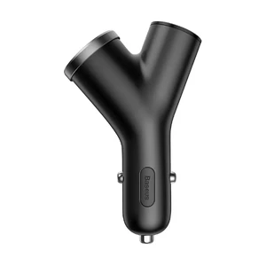 Автомобільний зарядний пристрій з прикуривателем Baseus Y Type Dual USB Black - Фото 3