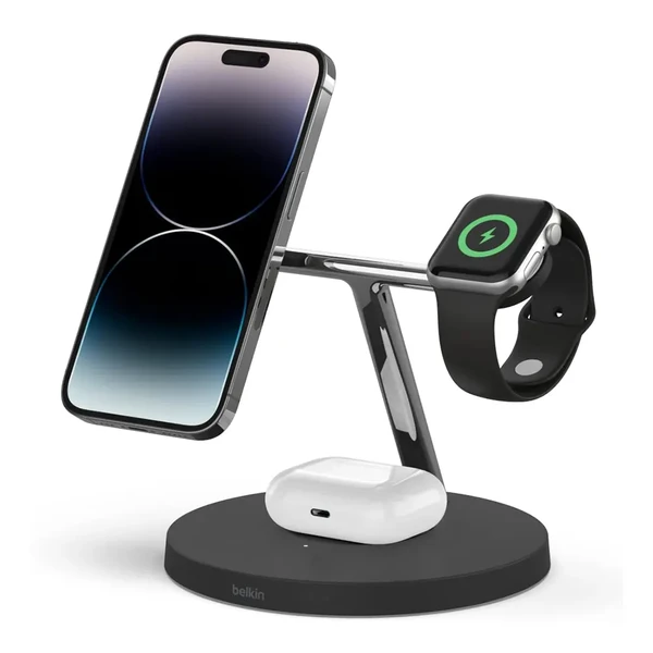 Беспроводное зарядное устройство Belkin 3-in-1 Boost Charger Pro with MagSafe 15W Black для iPhone | AirPods | Apple Watch (2022)