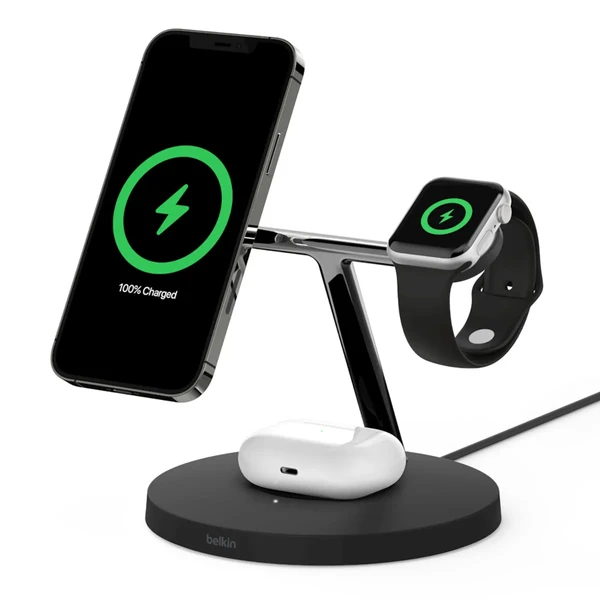 Док-станція Belkin 3 in 1 Wireless Charger with MagSafe Black для iPhone | Apple Watch | AirPods