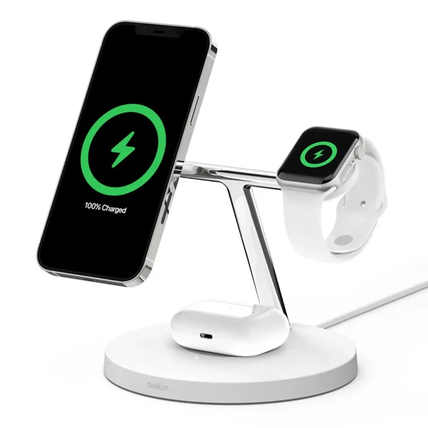 Док-станція Belkin 3 in 1 Wireless Charger with MagSafe White для iPhone | Apple Watch | AirPods