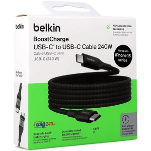 Нейлоновий кабель Belkin Boost USB-C to USB-C для швидкої зарядки PD3.1 240W (2m) Black - Фото 5