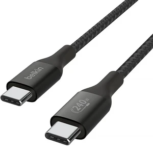 Нейлоновий кабель Belkin Boost USB-C to USB-C для швидкої зарядки PD3.1 240W (2m) Black - Фото 3