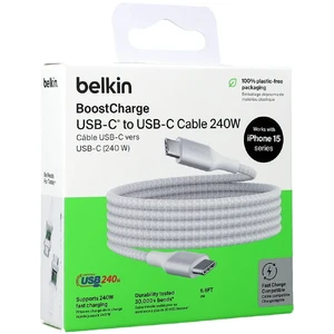 Нейлоновый кабель Belkin Boost USB-C to USB-C для быстрой зарядки PD3.1 240W (2m) White - Фото 5