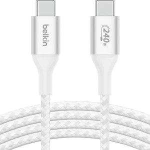 Нейлоновый кабель Belkin Boost USB-C to USB-C для быстрой зарядки PD3.1 240W (2m) White - Фото 2