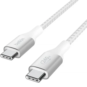Нейлоновый кабель Belkin Boost USB-C to USB-C для быстрой зарядки PD3.1 240W (2m) White - Фото 3