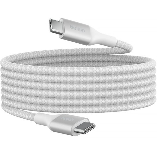 Нейлоновий кабель Belkin Boost USB-C to USB-C для швидкої зарядки PD3.1 240W (2m) White