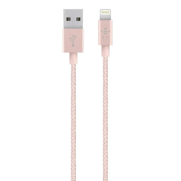 Металевий кабель Belkin MIXIT ↑ Metallic Lightning to USB Rose Gold 1.2m