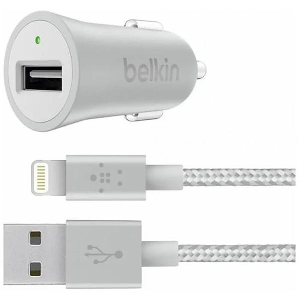 Автомобільний зарядний пристрій Belkin Mixit Metallic Car USB 2.4A + Lightning Cable