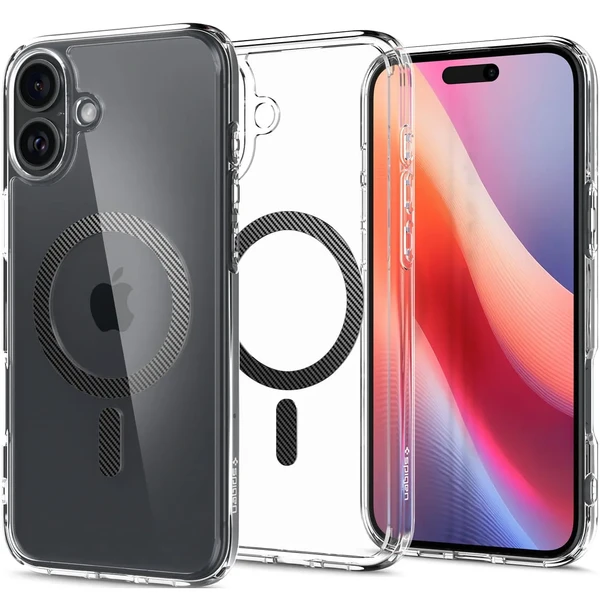 Прозорий чорний чохол Spigen Ultra Hybrid Mag для iPhone 16 у Житомирі