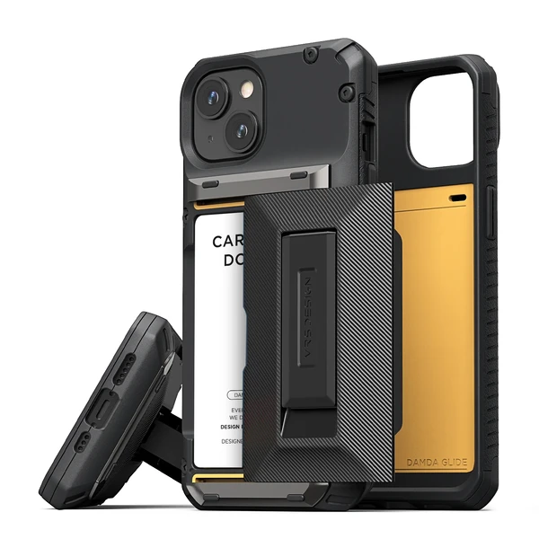 Противоударный чехол-кошелек VRS Design Damda Glide Hybrid Groove Black для iPhone 15