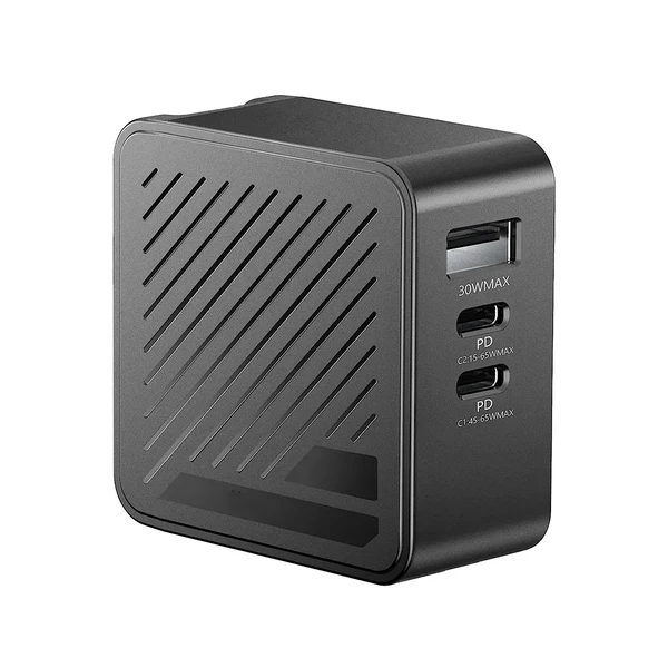 Швидка GaN зарядка 65W 2xUSB-C + USB-A PD 3.0 для iPhone, iPad, MacBook, Apple Watch | iLoungeMax 3-Port Charger