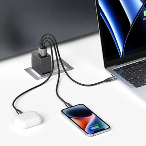 Швидка GaN зарядка 65W 2xUSB-C + USB-A PD 3.0 для iPhone, iPad, MacBook, Apple Watch | iLoungeMax 3-Port Charger - Фото 2