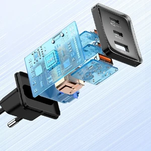 Швидкий зарядний пристрій Mcdodo Dichromatic GaN 5 2xUSB-C + USB-A 67W Black - Фото 6