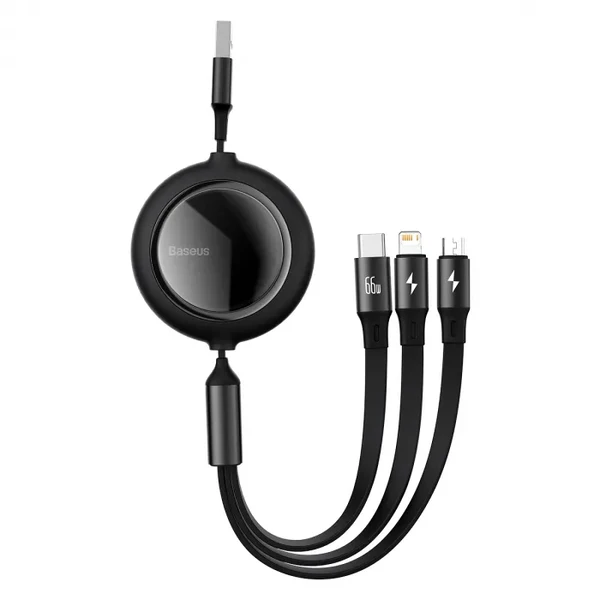 Зарядний кабель USB для швидкої зарядки 3в1 Baseus Retractable 66W Lightning, micro USB, USB-C (1 m) в Харкові