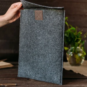 Тонкий повстяний чохол-кишеня Gmakin Gray | Brown для MacBook Pro 14 (2023 | 2021) - Фото 5