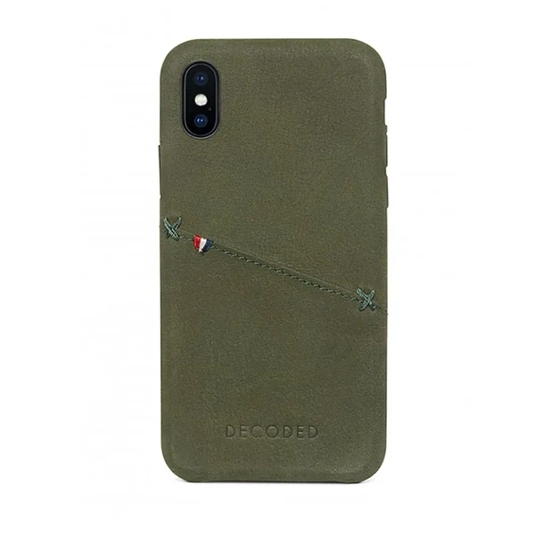 Шкіряний чохол з відділенням для карт Decoded Back Cover Olive Green для iPhone X | XS