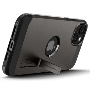 Противоударный чехол с подставкой Spigen Tough Armor (MagFit) Gunmetal для iPhone 15 Plus - Фото 3