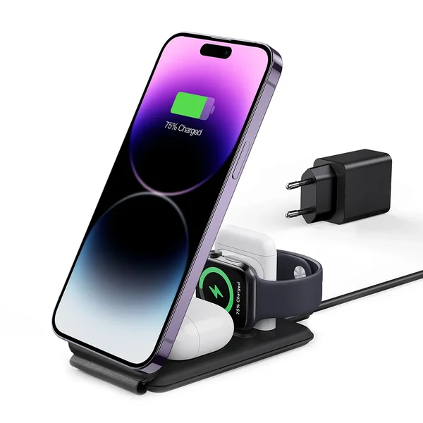 Портативна док-станція MagSafe ESR HaloLock 3-in-1 Travel Wireless Charging Set для iPhone | AirPods | Apple Watch + EU адаптер
