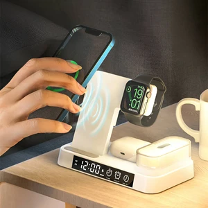 Док-станція 4 в 1 для зарядки iPhone/AirPods/Apple Watch, 30W, з підсвіткою і будильником | iLoungeMax 4-in-1 Foldable Charging Station White - Фото 5