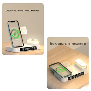 Док-станція 4 в 1 для зарядки iPhone/AirPods/Apple Watch, 30W, з підсвіткою і будильником | iLoungeMax 4-in-1 Foldable Charging Station White - Фото 6