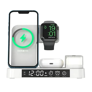 Док-станція 4 в 1 для зарядки iPhone/AirPods/Apple Watch, 30W, з підсвіткою і будильником | iLoungeMax 4-in-1 Foldable Charging Station White - Фото 2