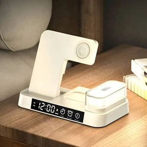 Док-станція 4 в 1 для зарядки iPhone/AirPods/Apple Watch, 30W, з підсвіткою і будильником | iLoungeMax 4-in-1 Foldable Charging Station White - Фото 4
