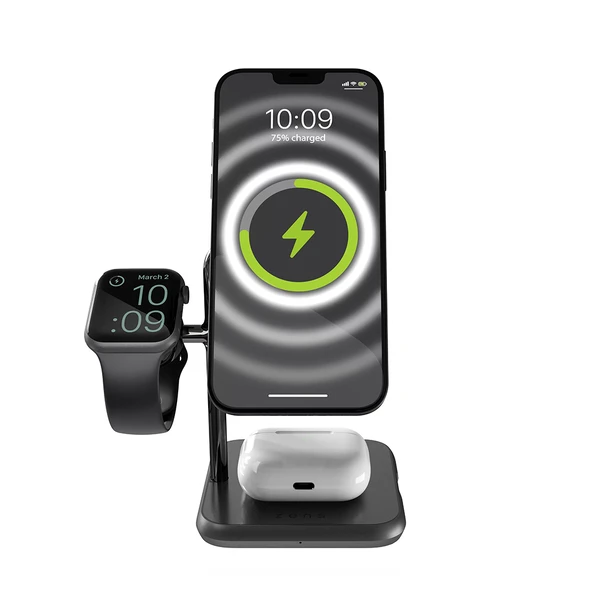 Док-станція Zens 4-в-1 MagSafe + Watch Black для iPhone | AirPods | Apple Watch, 18W, з адаптером живлення