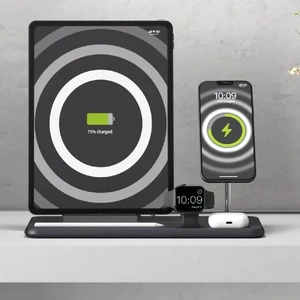 Док-станция MagSafe Zens 4-в-1 для iPhone | AirPods | Apple Watch | iPad с подставкой для Apple Pencil, 15W, с адаптером питания - Фото 5