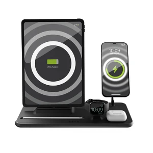 Док-станція MagSafe Zens 4-в-1 для iPhone | AirPods | Apple Watch | iPad з підставкою для Apple Pencil, 15W, з адаптером живлення