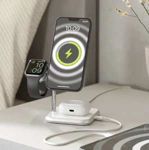 Док-станція Zens 4-в-1 MagSafe + Watch White для iPhone | AirPods | Apple Watch, 18W, з адаптером живлення - Фото 5
