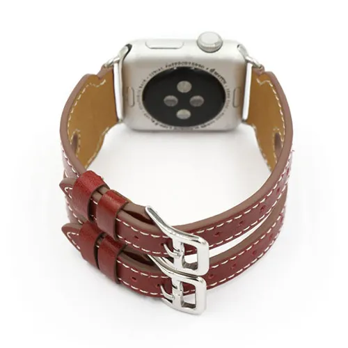 Кожаный ремешок iLoungeMax Double Buckle Red для Apple Watch Ultra 49mm | 45mm | 44mm | 42mm