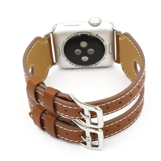 Кожаный ремешок iLoungeMax Double Buckle Brown для Apple Watch Ultra 49mm | 45mm | 44mm | 42mm
