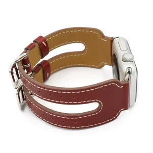 Кожаный ремешок iLoungeMax Double Buckle Red для Apple Watch Ultra 49mm | 45mm | 44mm | 42mm - Фото 2
