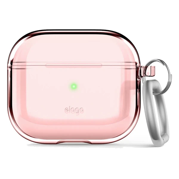 Прозорий силіконовий чохол із карабіном elago Clear Case Lovely Pink для Airpods 3