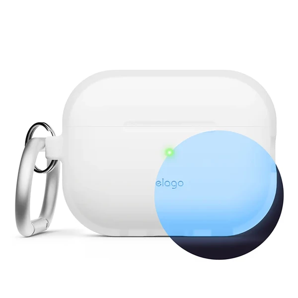 Силіконовий чохол, що світиться, з карабіном elago Silicone Hang Case Nightglow Blue для AirPods Pro 2