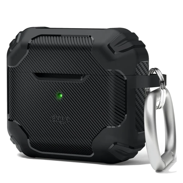 Протиударний чохол з карабіном elago Solid Armor Case Black для AirPods 3 в Сумах