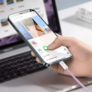 Нейлоновий кабель Baseus Type-C to Lightning для швидкої зарядки iPhone 20W (1m) Purple - Фото 5