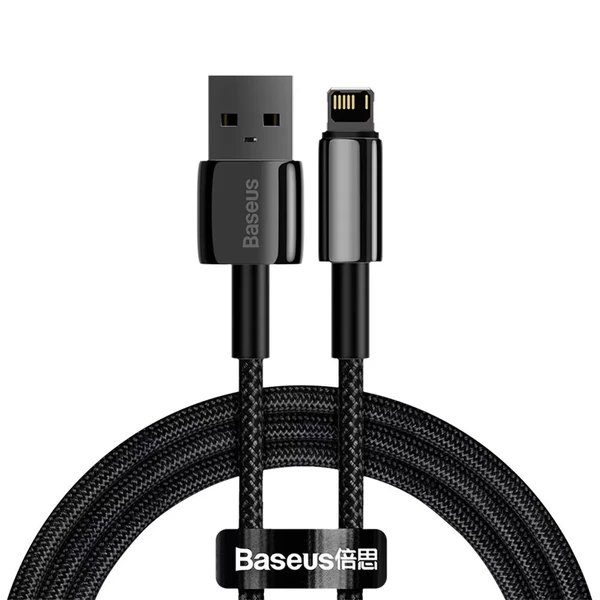Зарядний кабель Baseus Tungsten Gold Fast Charging USB to Lightning 2.4A Black (1m) у Полтаві