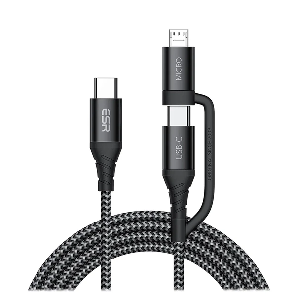 Зарядний кабель ESR 2 в 1 USB-C to USB-C | Micro USB 1m