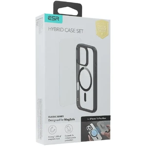 Прозорий чорний чохол з загартованим склом ESR Classic Hybrid MagSafe iPhone 16 Pro Max - Фото 6