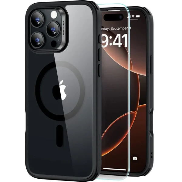 Прозорий чорний чохол з загартованим склом ESR Classic Hybrid MagSafe iPhone 16 Pro Max у Чернігові