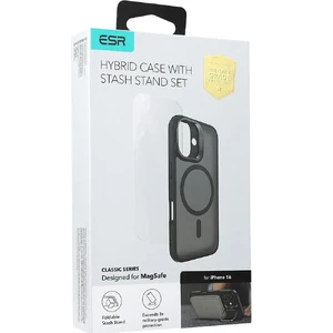Півпрозорий чорний чохол зі склом ESR Classic Hybrid KickStand MagSafe для iPhone 16 - Фото 6