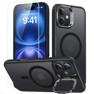 Черны чехол со стеклом ESR Classic Hybrid KickStand MagSafe для iPhone 16