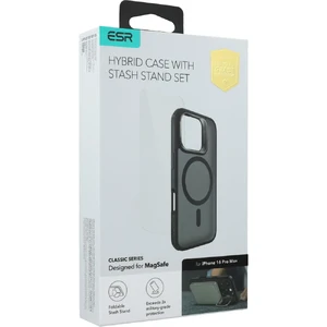 Півпрозорий чорний чохол зі склом ESR Classic Hybrid KickStand MagSafe iPhone 16 Pro Max - Фото 6